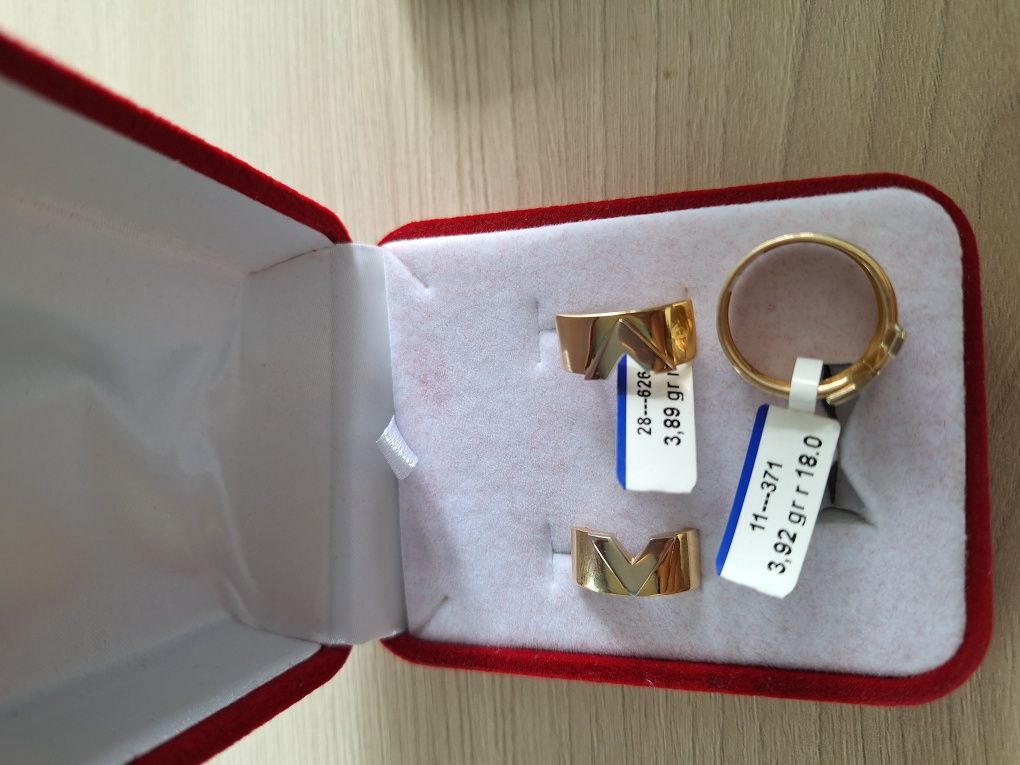 Золотой набор кольцо серьги итальянское золото 585 проба