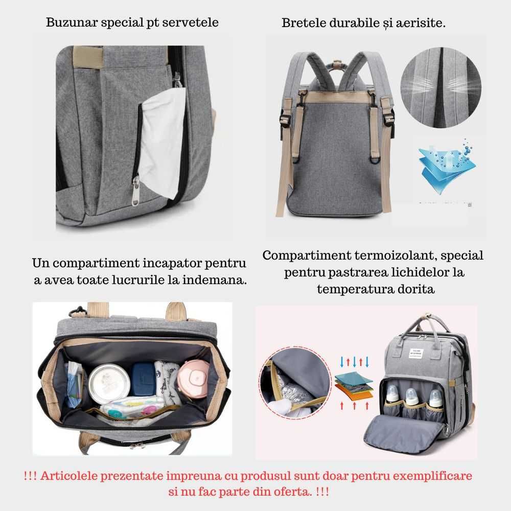 Geanta pliabila scutece cu patut pentru bebe + servetele umede