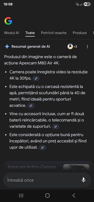 Cameră de acțiune m80 Air apex cam