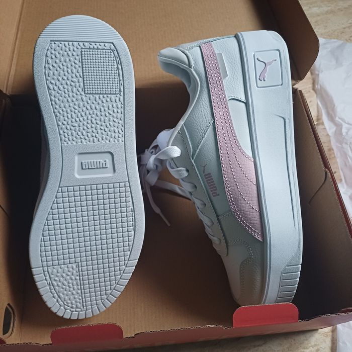 Adidasi puma fete albi cu roz nr 38