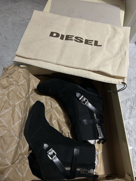 Diesel black suede ankle boots
