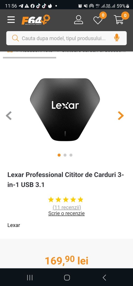 Lexar Professional Cititor de Carduri 3-in-1 USB 3.1