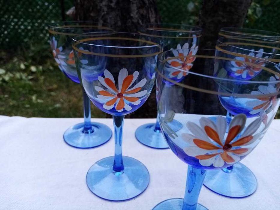 Сервиз за ракия - синьо стъкло