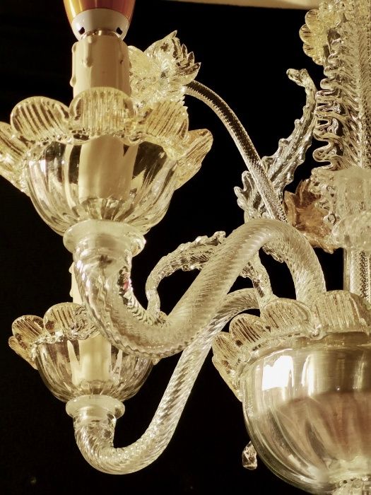 Lampa venețiana din sticla de Murano, 5 brate, original