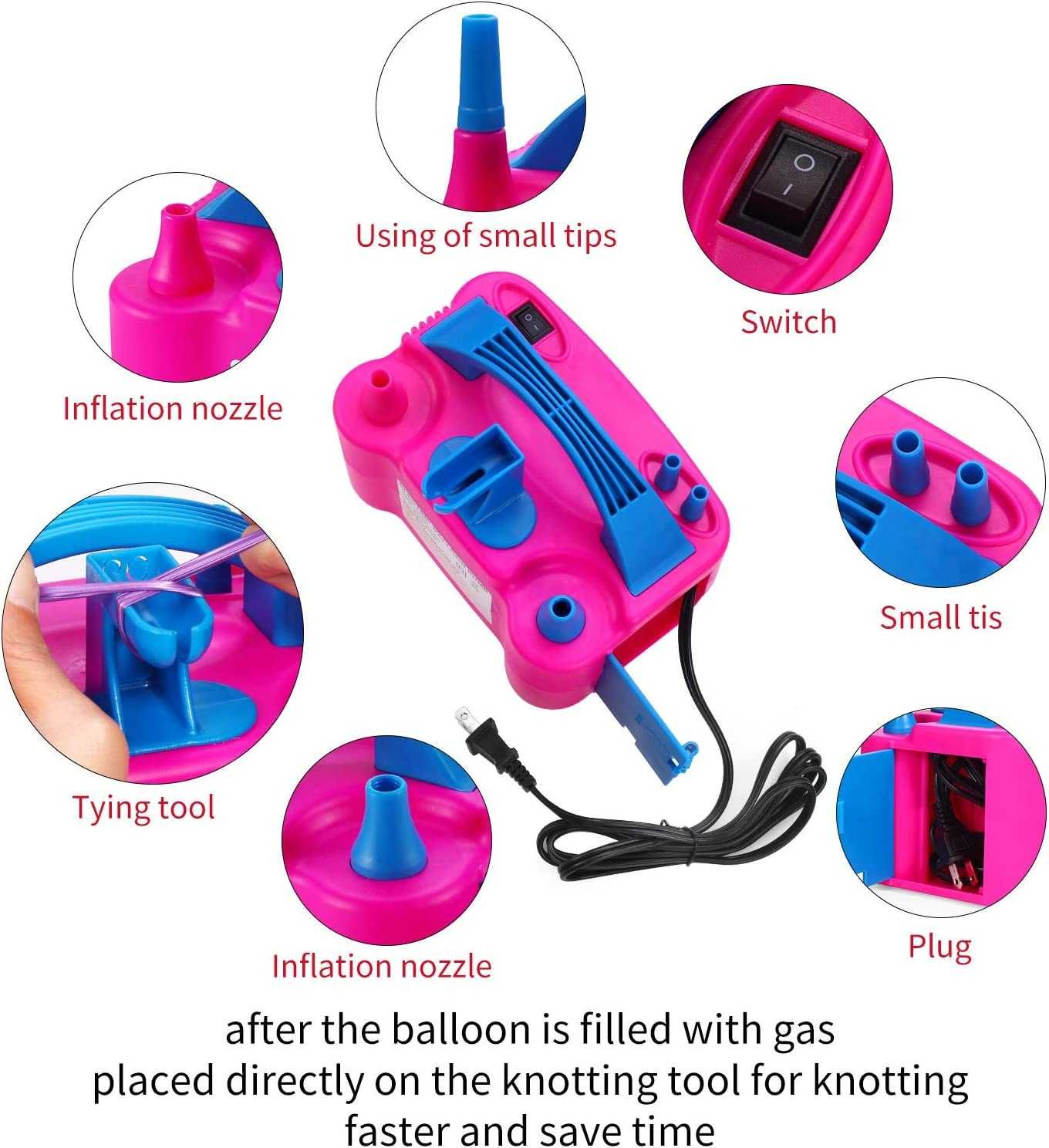 Помпа за балони с аксесоари, комлрект балони, ленти и тиксо