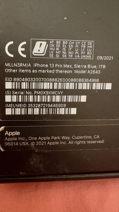 iPhone 13 pro max 1 Tb sierra blue