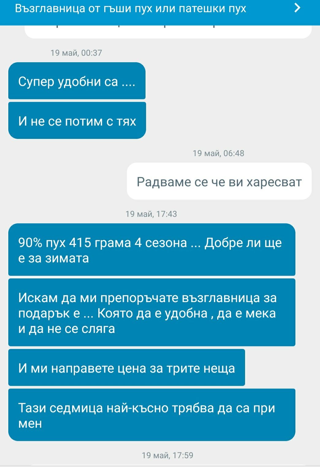 Възглавница от гъши пух или патешки пух