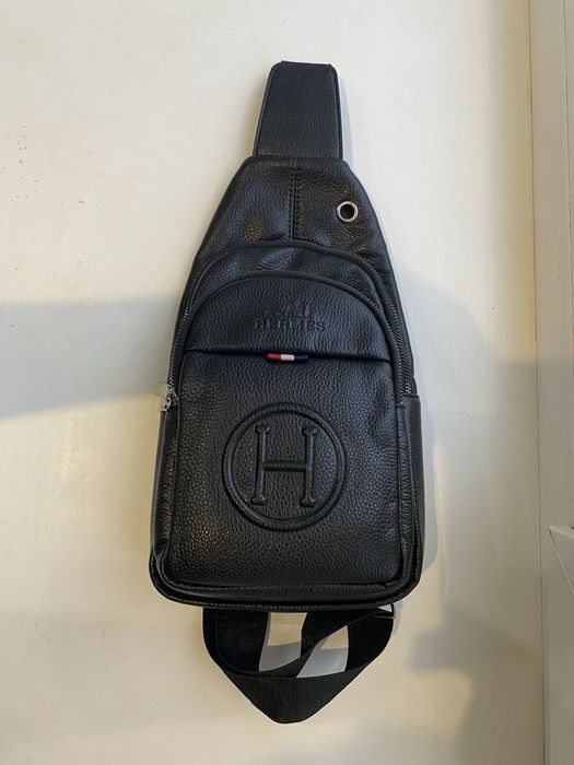 Мужская черная барсетка, эко кожа