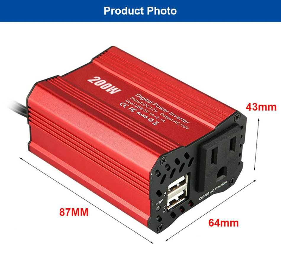 EASUN POWER 200W invertor auto 12v 220v, CAMPING, PESCUIT