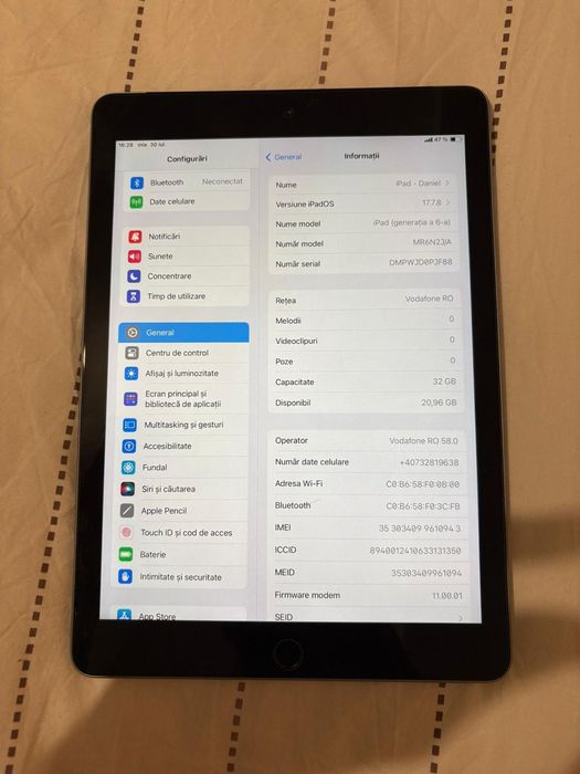 Vand ipad 6th Generation 32gb