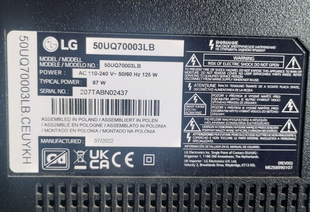 Smart TV LG 50 UQ70003LB 124 cm pt piese