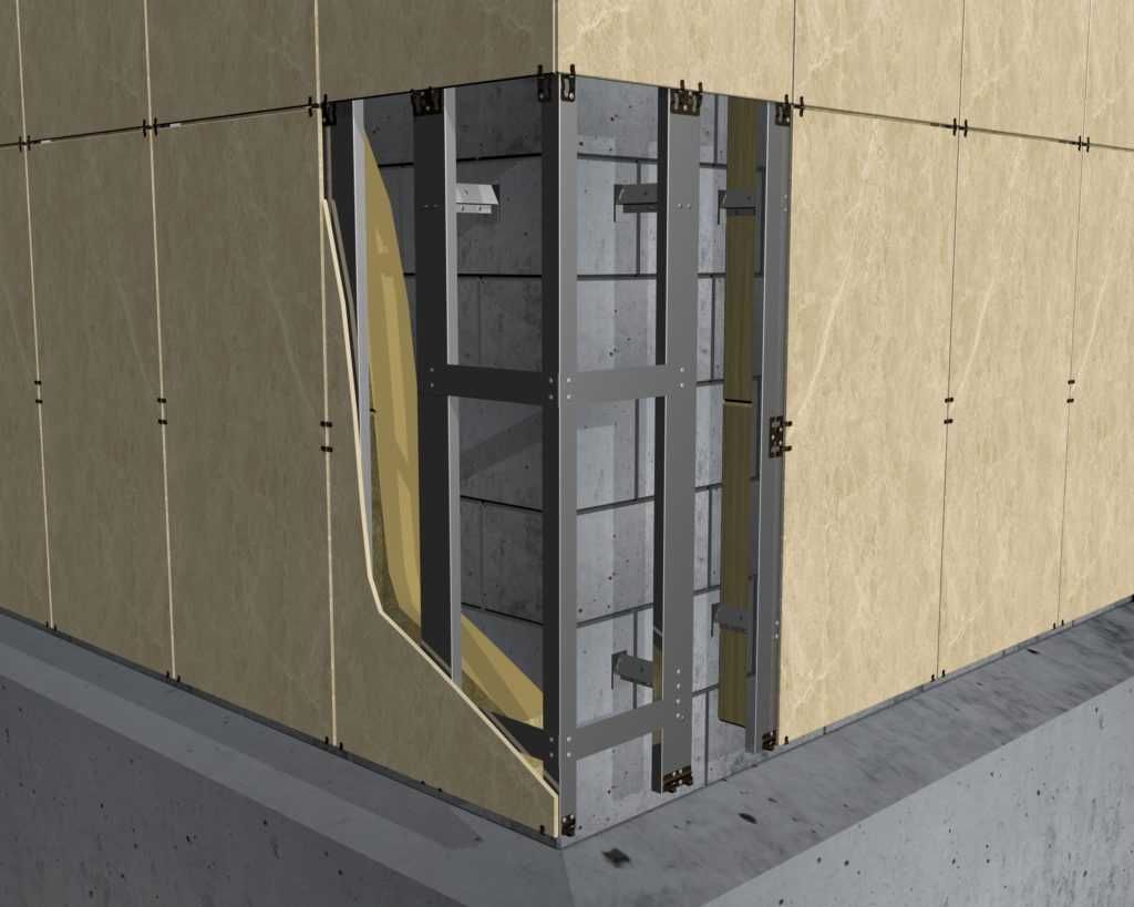 Метал каркас для сухого монтажа фасада (вентилируемый фасад)