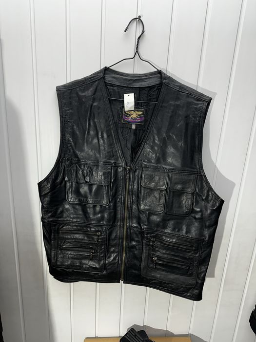 Vesta moto de piele XL Echtes Leader fabricata in Italia