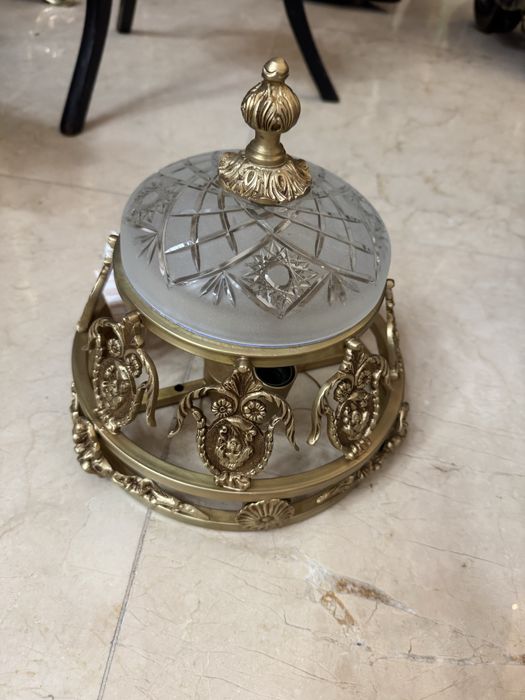 Plafoniera din bronz masiv- sticla