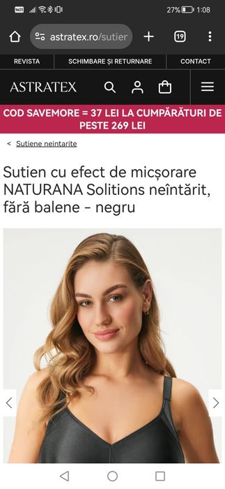 Sutien crem cu efect de miscare Naturana marimea 90 C