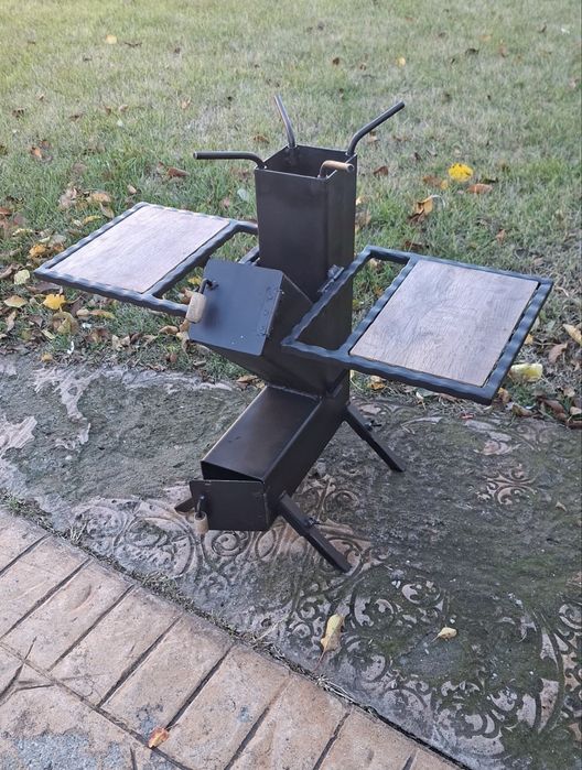 Sobă rachetă heavy-duty-oțel 120x120x3mm portabila si eficienta