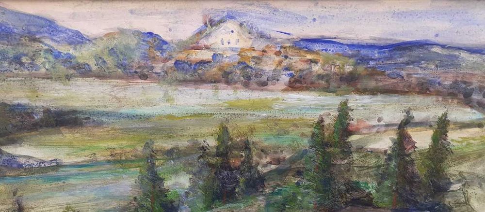 Tablou vechi - peisaj montan - semnat Darascu