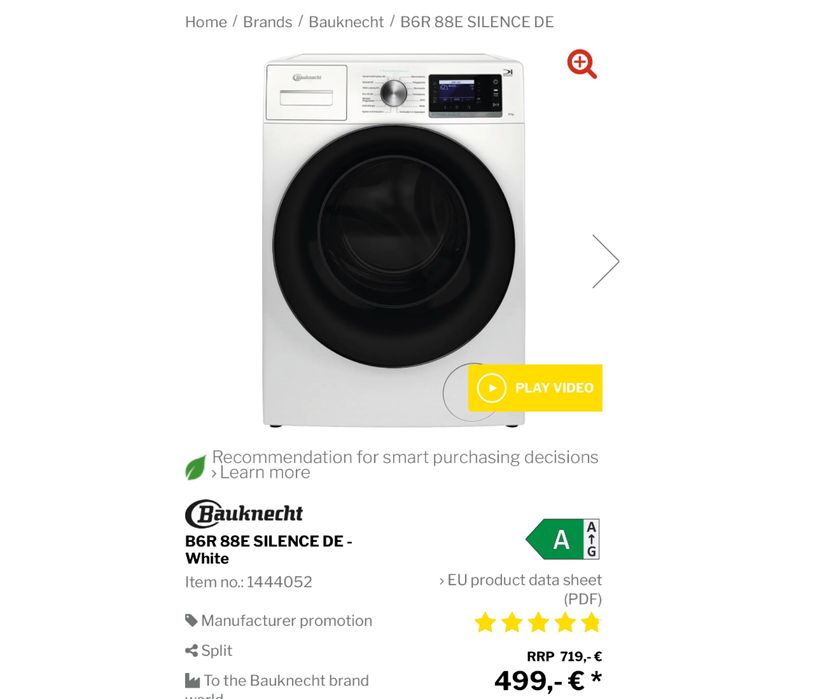 Masina de spalat rufe Bauknecht B6R88E Silence DE