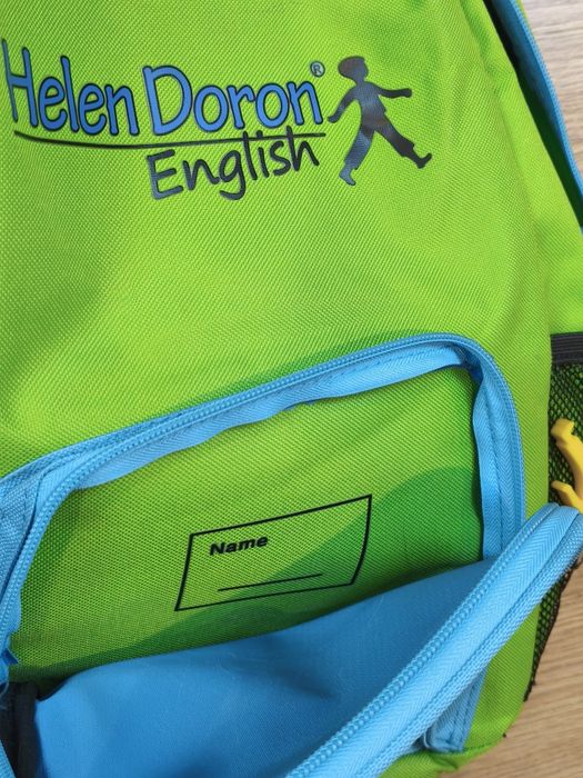 Vând ghiozdan - rucsac - Helen Doron verde albastru