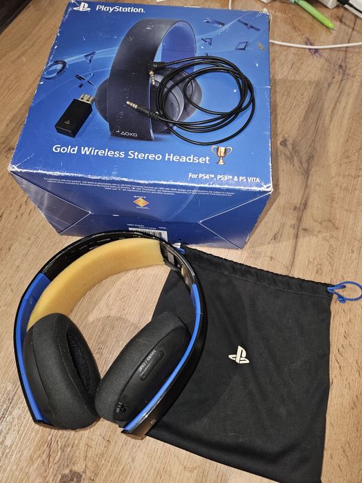 Беспроводные наушники для Sony PlayStation. Gold wireless  headset.