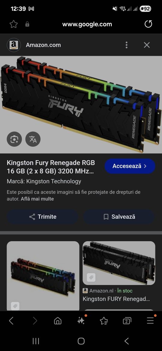 Memorie RAM 16GB 3200mhz Kingston Renegade