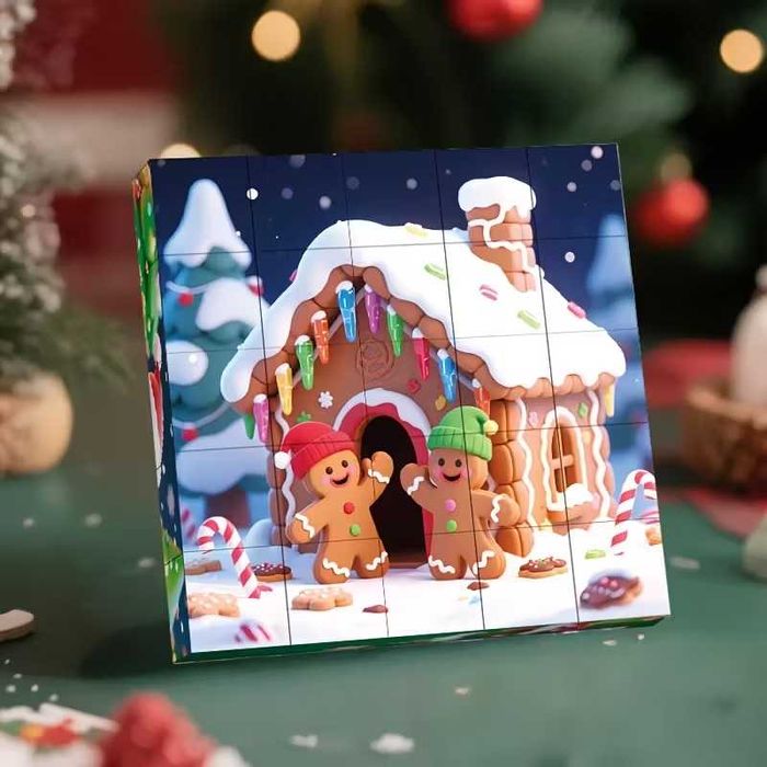 Коледен магнитен пъзел, 25 кубчета