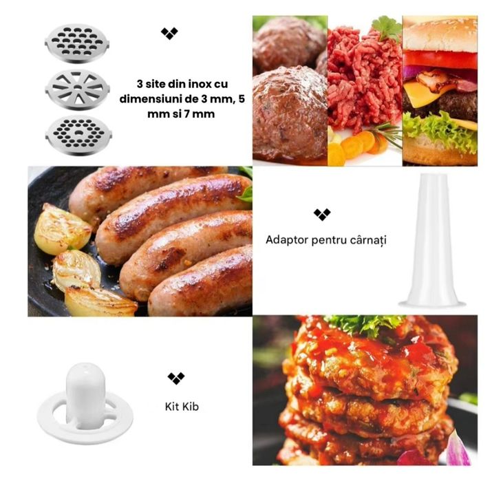 Masina de tocat carne Leihmann 3500 W cu accesorii motor cupru,Rosu