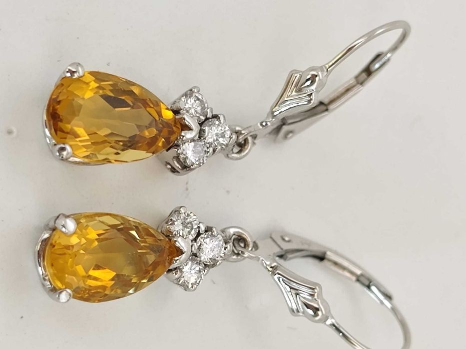 Cercei 14k cu Citrine si Diamante