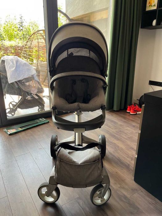 Бебешка количка Stokke Xplory с нови гуми, зимен кош, чанта, дъждобран