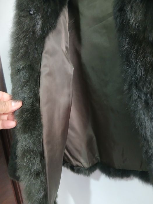 Scurta dama blana naturala iepure culoare verde negru marime M sau 40