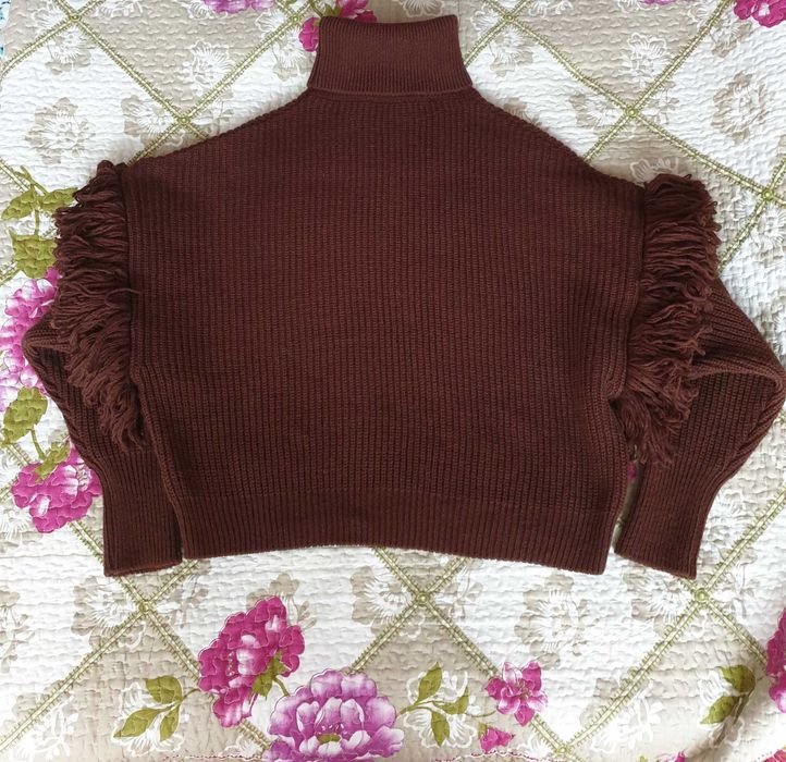 Pulover maro gros franjuri mix lana Essentiel Antwerp