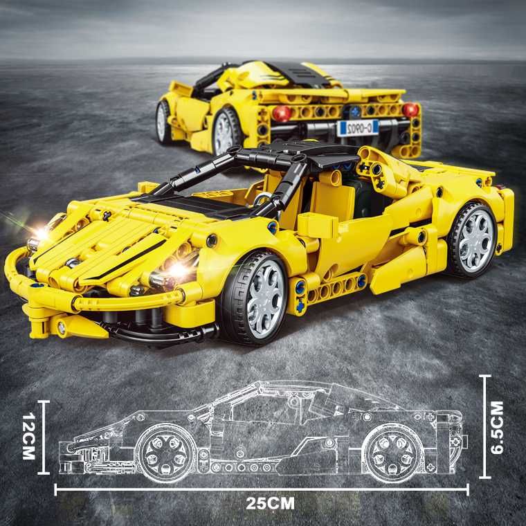 Set de constructie tip LEGO Racing Car cu Functie Pull Back -391 piese