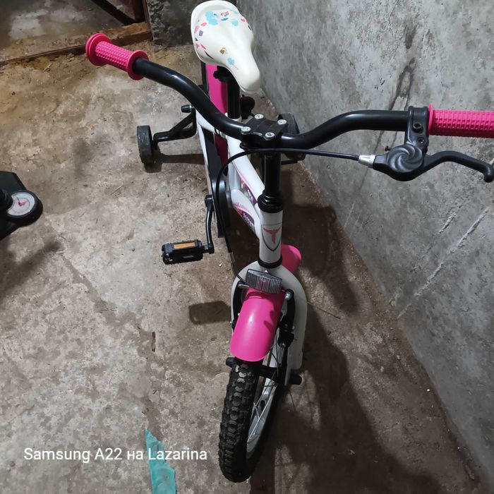 Детско розово-бяло колело