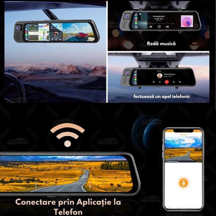 Camera de bord Auto tip Oglinda,Navigatie Auto Carplay si Android auto