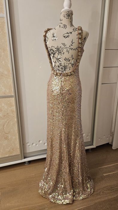 Rochie eleganta de seara din paiete cameleon cu spatele gol