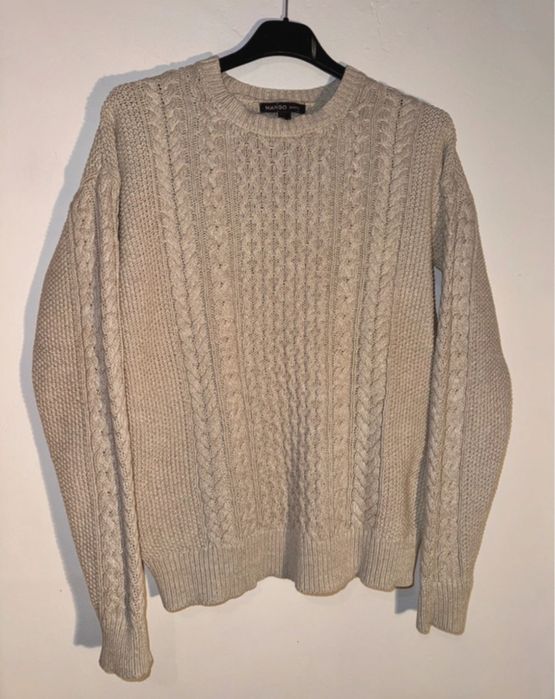 Pulover/bluza/swetear tricotat, bej,  Mango, S