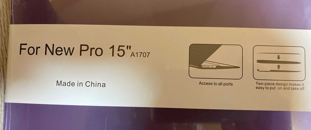 Кейс за McBook Pro 15" A1707, твърд, прозрачен, лилав