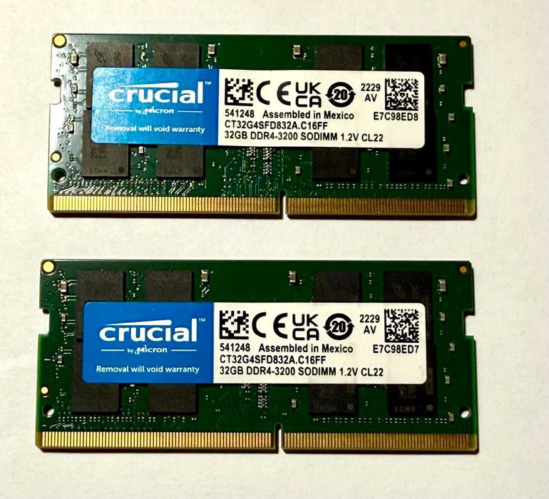 RAM 32 / 64 GB DDR4 SODIM 3200Mhz