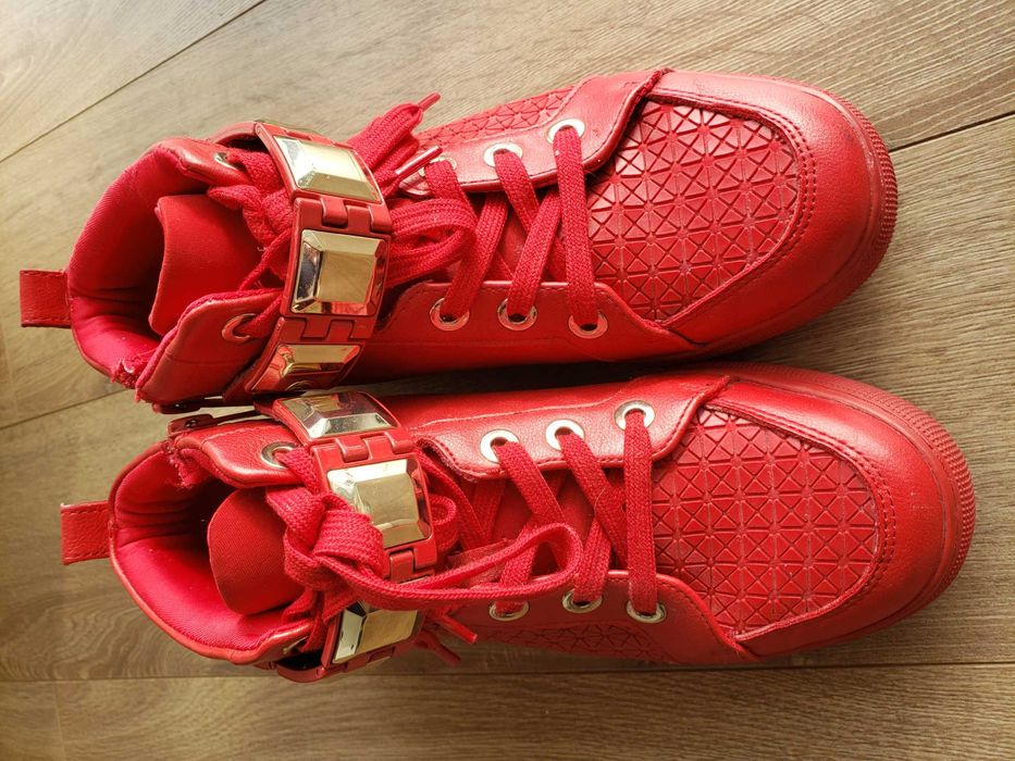 Pantofi Il Passo,sneakers rosii, ghetedin piele cu perforati