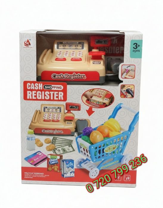 Set casa de marcat cu cos de cumpărături