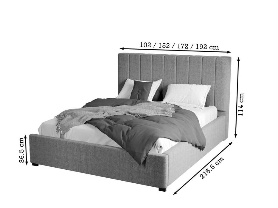 Pat Tapitat Adam Roz Poso 27 cu somiera fixa 140/160/180x200