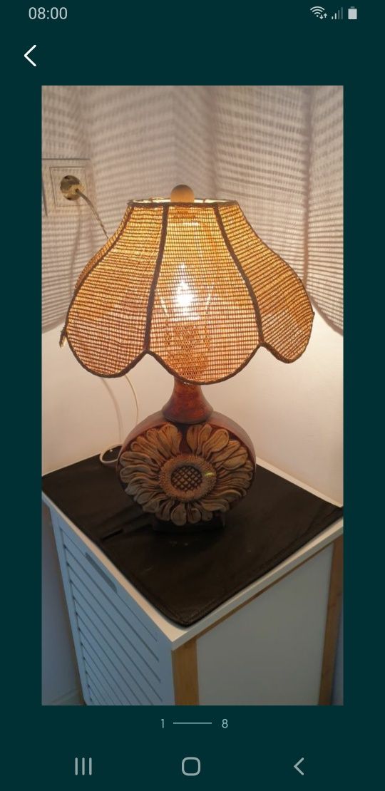 Lampa veioza Floarea Soarelui vintage colectie ceramica Danemarca 1970