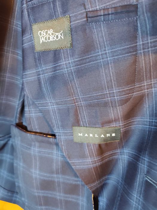 Sacou blazer de lux 42 XL casual Oscar Jacobson NOU lana moale carouri