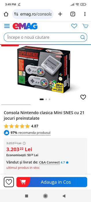 SNES Mini nou sigilat joc Super Nintendo autentic de colectie