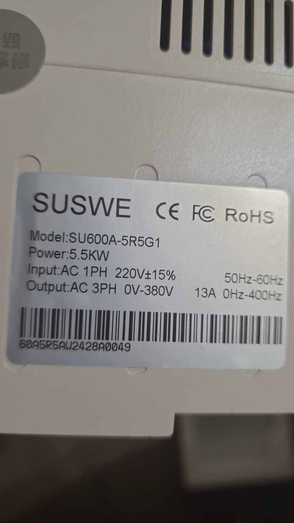 Честотен инвертор SU600 VFD  5,5 kw, 380v/220v