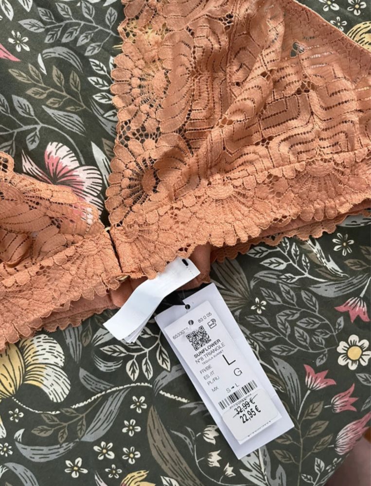 Bustiera sutien cupa triunghi dantela Etam, L pe eticheta M ca fitting