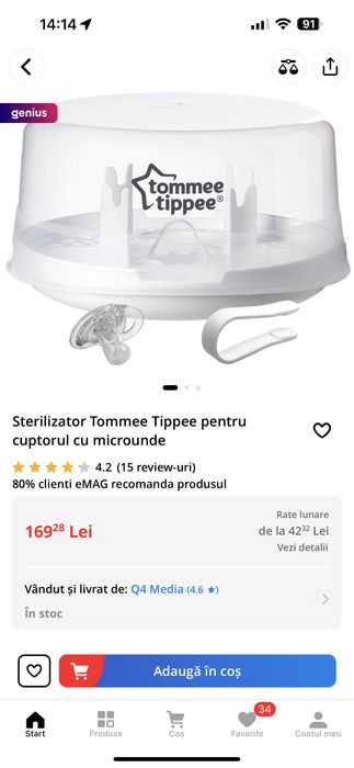 Sterilizator Tommee Tippee microunde