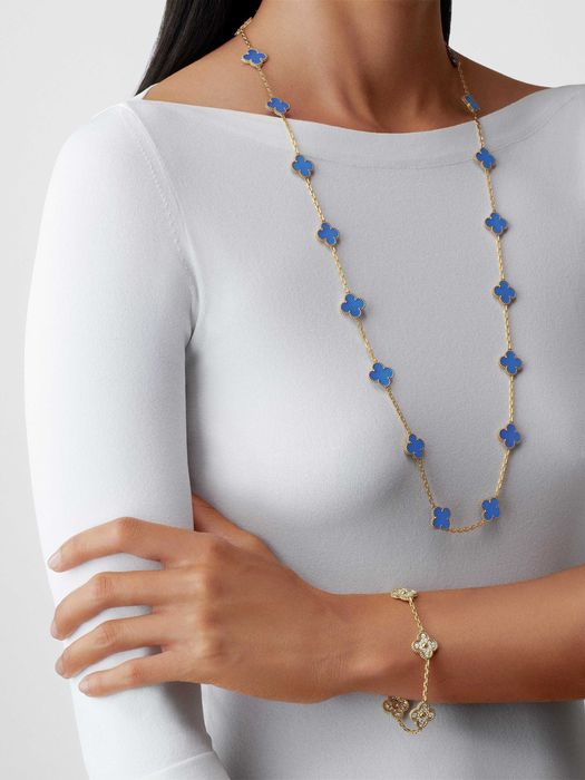 Van Cleef & Arpels VCA Gold Turquoise Agate 20 Alhambra Дамско Колие