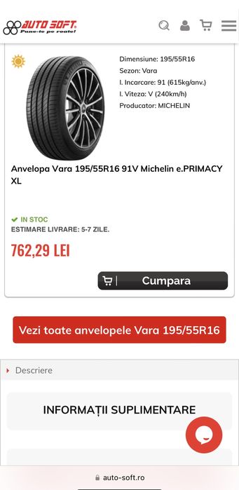 Anvelope 195 55 16 Michelin vara