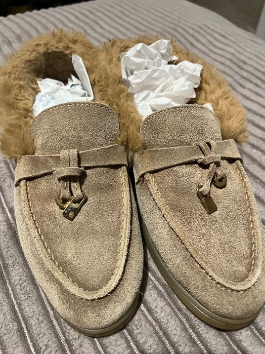 Лоферы зимние (кожа, замша)